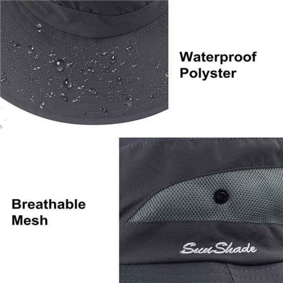 Womens Summer Sun Hat Wide Brim Outdoor UV Protection Hat Foldable Ponytail Cap - Picture 5 of 7